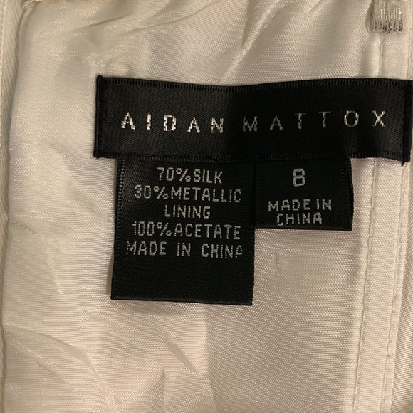 Aiden Maddox SZ 8 Silver Metallic and White Silk Wedding Formal Prom Gown - Picture 15 of 16